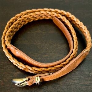 Braided Tan Skinny Belt GUC 3 Holes Vintage